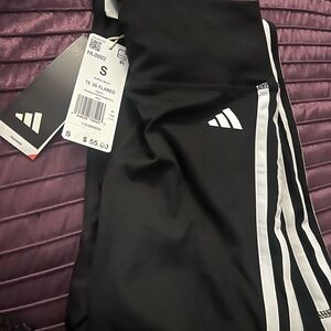 adidas Kids Black Leggings with White Accents